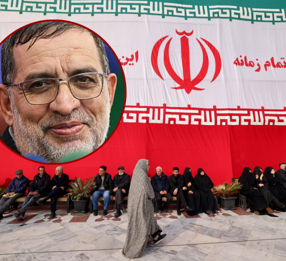 (Background) Mourners gather at the Imamzadeh Saleh shrine in Tajrish square in northern Tehran. (Photo by ATTA KENARE / AFP via Getty Images) / (L) Ali Mohammad Naini. (Photo via: Sardar (Islamic Revolutionary Guard Corps)