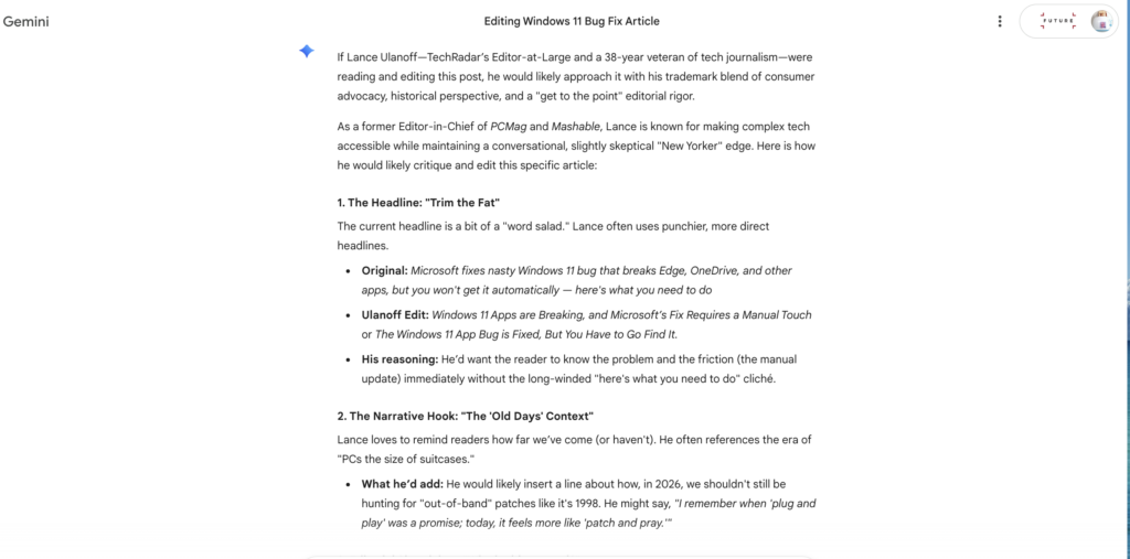 Gemini persona writing test