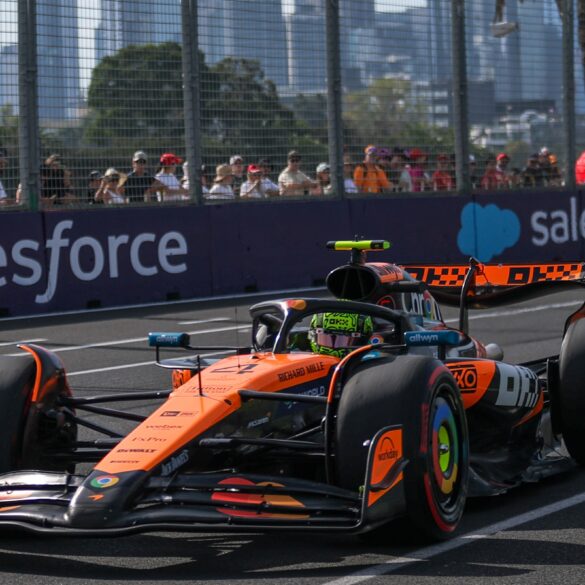 Lando Norris of the UK drives the (4) McLaren F1 Team MCL39 Mercedes during the Formula 1 Louis Vuitton Australian Grand Prix 2025 in Melbourne, Australia, on March 14, 2025, at the Albert Park Grand Prix Circuit.