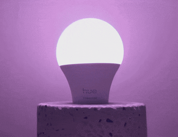 Philips Hue Essential bulb shifting between shades of blue and purple