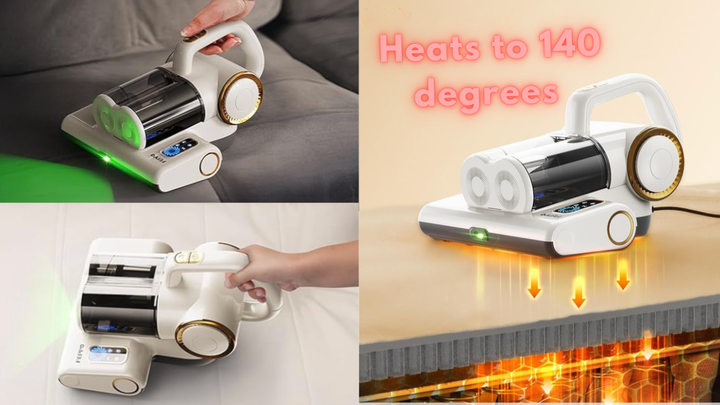 This powerful mattress vac uses heat and vibration and to suck up dead skin and more.